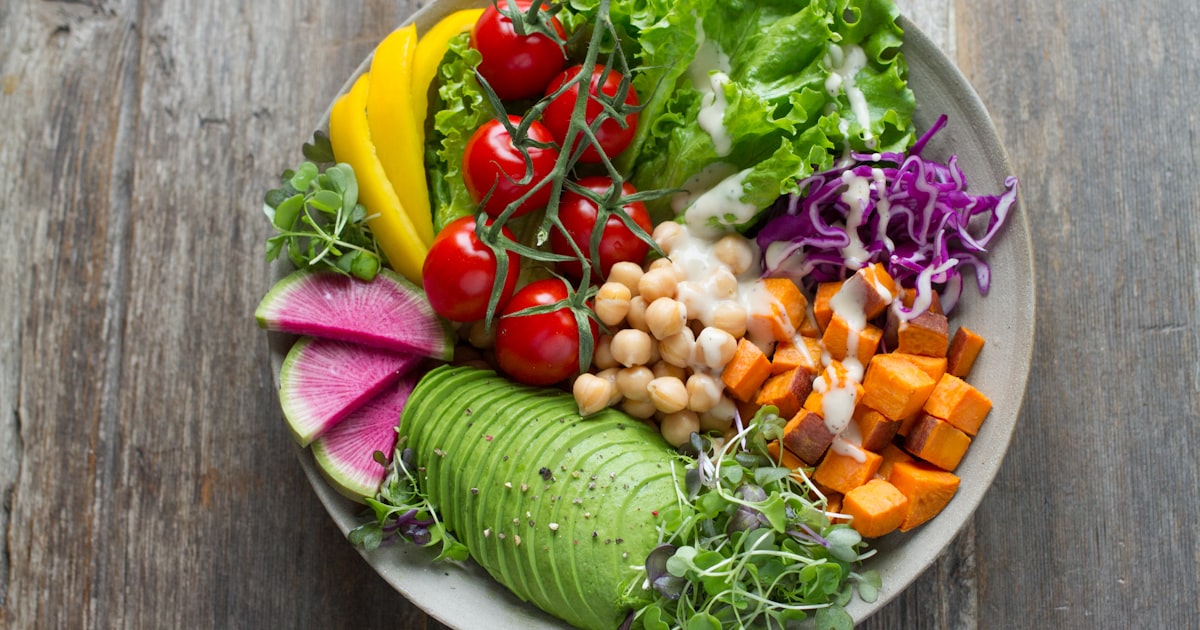 Fresh vegetables and wholesome ingredients for gut health
